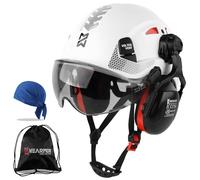 HEARMOR ANSI Z89.1 & EN397 Certified Safety Helmet/Hard Hat with Ear Protection - Lightweight Vented Work Helmet Kit, 6-Point Suspension System - Ideal for Industrial & Construction Professionals