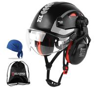 HEARMOR ANSI Z89.1 & EN397 Certified Safety Helmet/Hard Hat with Ear Protection - Lightweight Vented Work Helmet Kit, 6-Point Suspension System - Ideal for Industrial & Construction Professionals