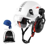 HEARMOR ANSI Z89.1 & EN397 Certified Safety Helmet/Hard Hat with Ear Protection - Lightweight Vented Work Helmet Kit, 6-Point Suspension System - Ideal for Industrial & Construction Professionals