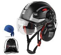 HEARMOR ANSI Z89.1 & EN397 Certified Safety Helmet/Hard Hat with Ear Protection - Lightweight Vented Work Helmet Kit, 6-Point Suspension System - Ideal for Industrial & Construction Professionals