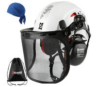HEARMOR VOLTEK 5-in-1 Forestry Safety Helmet Set, ABS Hard Hat with Ear Defenders, Visor, Sweat Cap & Carry Bag, Shockproof Comfort Vented Design for Forestry Workers, Gardeners & Loggers