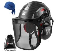 HEARMOR VOLTEK 5-in-1 Forestry Safety Helmet Set, ABS Hard Hat with Ear Defenders, Visor, Sweat Cap & Carry Bag, Shockproof Comfort Vented Design for Forestry Workers, Gardeners & Loggers