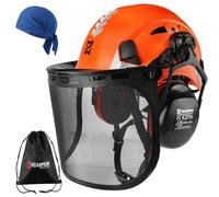 HEARMOR VOLTEK 5-in-1 Forestry Safety Helmet Set, ABS Hard Hat with Ear Defenders, Visor, Sweat Cap & Carry Bag, Shockproof Comfort Vented Design for Forestry Workers, Gardeners & Loggers