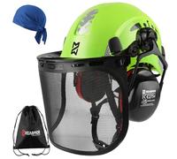 HEARMOR VOLTEK 5-in-1 Forestry Safety Helmet Set, ABS Hard Hat with Ear Defenders, Visor, Sweat Cap & Carry Bag, Shockproof Comfort Vented Design for Forestry Workers, Gardeners & Loggers