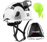 HEARMOR Working at Heights Industrial Helmet for Adults Construction Helmet with LED Headlamp Including ABS Safety Passed EN12492 Certification, EN397 Shock Absorption and Penetration Resistance Test