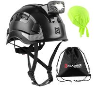 HEARMOR Working at Heights Industrial Helmet for Adults Construction Helmet with LED Headlamp Including ABS Safety Passed EN12492 Certification, EN397 Shock Absorption and Penetration Resistance Test