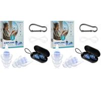 Hearprotek Ear Plugs for Flying, 2 Pairs Reusable Silicone Flight 24db Noise Reduction Earplugs for Air Pressure with Carrying Case, Travel Essentials for Adults M&L Size (Pack of 2)