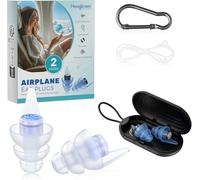 Hearprotek Earplugs, 2 Pairs Washable Silicone 24db Noise Reduction Ear Plugs for Flying Air Pressure, Travel Essentials for Adults