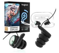 Hearprotek Swimming Ear Plugs Adults, 2 Pairs Reusable Silicone Waterproof Ear Plugs for Water Protection, Swimming, Surfing, Shower and Other Water Sports-Black
