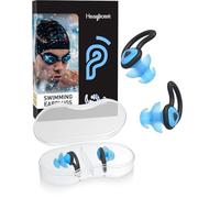 Hearprotek Swimming Ear Plugs Adults, 2 Pairs Silicone Waterproof Swim Earplugs Protection for Pool, Bath, Shower, Swim Water Sports(Light Blue)