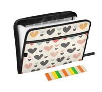 Heart 13 Pocket File Organizer Expanding File Folder with Front Pouch Portable Business Fire Storage Document Organizer Folder with Zipper