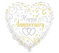 Heart 18" Happy Anniversary Foil Helium Party Balloon (Not Inflated)
