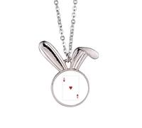 Heart A Playing Cards Pattern Rabbit Necklace Pendant Bunny Animal Jewelry Gift
