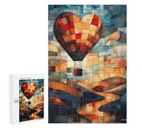 Heart Abstract Balloon Over A Serene Landscape: New Year Decoration, 1000 PCS Displayable Picture Puzzle - for Quiet Evenings And Focused Play