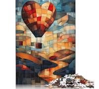 Heart Abstract Balloon Over A Serene Landscape Puzzles 500 Pieces for Teenagers Gifts Wooden Puzzle Adult Jigsaw Puzzle Family Fun Jigsaws Puzzles 500pcs (52x38cm)
