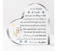Heart Acrylic Plaque Dad Men Birthday Father's Day Gifts Desk Sign Cat Personalised Daddy Christmas Home Office Decoration Papa Retired Appreciate from Daughter I Love You Reminder Souvenirs
