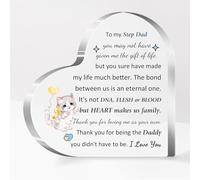 Heart Acrylic Plaque Step Dad Men Birthday Father's Day Gifts Desk Sign Cat Personalised Stepdad Christmas Home Office Decoration Stepfather Retired Appreciate Daddy I Love You Reminder Souvenirs