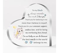 Heart Acrylic Plaque Uncle Men Birthday Father's Day Gifts Desk Sign Cat Personalised Christmas Home Office Decoration My Uncle Retired Appreciate I Love You Reminder Souvenirs