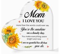 Heart Acrylic Sign, Mom Gift from Daughter Gift for Mom Christmas Birthday Mother's Day I Love You More Than The Words Could Ever Say Quote Plaque, for mom’s Desk, Ideal for mom 3.9x3.9 inch.