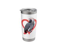 Heart African Grey Parrot Glasses Stainless Steel Insulated Tumbler