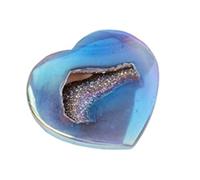 Heart Agate Geode Crystal Titanium Coated Quartz Stone Collection Crystals Home Office Decor,1Pcs