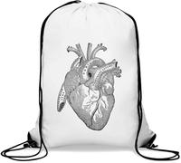 Heart Anatomy Biology Graphic Gym Sack Casual Drawstring Bag White