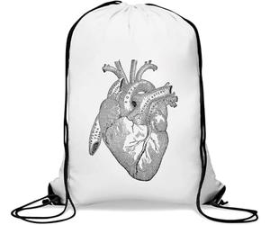 Heart Anatomy Biology Graphic Gym Sack Casual Drawstring Bag White