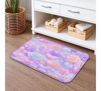 Heart and Flower Pattern Quick Dry Bath Mat, Pastel Floral Absorbent Non Slip Shower Mat, Spring Decorative Flannel Washable Bath Rugs for Bathroom Toilet Restroom 20x32 Inch