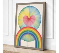 Heart and Rainbow Geometric Canvas Wall Art Print 30x20 Inch (76 x 51 cm)