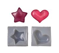 Heart and Star Molded Silicone Cast for Render Clay Productions Not Deadly Safe Substance Crafting Tools for Jewelry Making Food Grade Silicone Craft Molds
