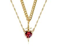 Heart and Sword Necklace, Heart Sword Necklace Couples Necklace, Sword Heart Pendant Necklace, You are in My Heart Matching Necklace, Jewelry Gifts for Couple Women Men (Gold)