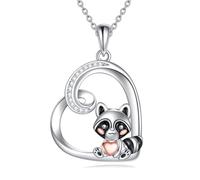 Heart Animal Necklace Highland Cow/Bee/Pig/Dog/Cow/Penguin/Fox/Cat/Owl/Paccoon/Pande Pendant Jewelry for Women Girls Brithday Christmas s