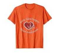 Heart Aortic Valve Surgery T-Shirt Heart Attack Awareness T-Shirt, Men, Orange, Medium