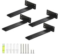 HEART ART Floating Shelf Bracket 6 Inch,4 Pack Heavy Duty Shelf Brackets,L Brackets for Shelves Black,6”L x 1.3”H x 1.3”W