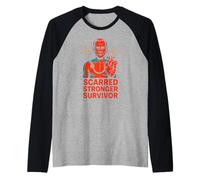Heart Attack Mens Scarred Stronger Survivor Surgery Recovery Raglan Baseball Tee