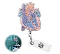 Heart Badge Reel, Cardiac Badge Holder ID Card Clip, Reel Anatomical Heart Badge, Reel Funny Cardiac Retractable Badges, Heart Anatomy Funny Nurse Name Tag Holder, for Nurse Doctor Student