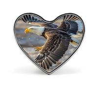 Heart Bald Eagle Flying Brooch Classic Mini Pin 1 Inch Aluminum Alloy Lapel Pin Personalized Button Badge for Backpack Hat Suit Jacket Clothing Decoration