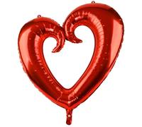 Heart Balloon 75 cm XXL Foil Balloon Red Gold Silver Choice of 1 5 10 20 Pieces Wedding Engagement Valentine's Day Party Decoration Plug-in System Connectable Reusable Balloon Arch Garland (Red-10)