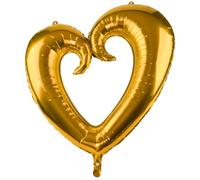 Heart Balloon 75 cm XXL Foil Balloon Red Gold Silver Choice of 1 5 10 20 Pieces Wedding Engagement Valentine's Day Party Decoration Plug-in System Connectable Reusable Balloon Arch Garland (Gold-1)