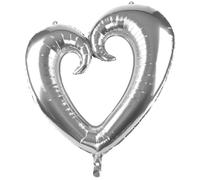 Heart Balloon 75 cm XXL Foil Balloon Red Gold Silver Choice of 1 5 10 20 Pieces Wedding Engagement Valentine's Day Party Decoration Plug-in System Connectable Reusable Balloon Arch Garland (Silver-1)
