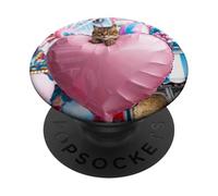 Heart Balloon Cat Cute Fair Carnival PopSockets Adhesive PopGrip