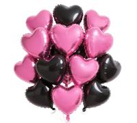 Heart Balloons,12PCS Black Heart shape Balloon,18 Inch Foil Helium Balloons for Birthday Party Bridal Engagement Wedding Anniversary Baby Shower Valentines Decor