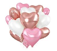 Heart Balloons,12PCS Rose Gold Pink White Heart shape Balloon,18 Inch Foil Helium Balloons for Birthday Party Bridal Engagement Wedding Anniversary Baby Shower Valentines Decor
