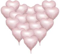 Heart Balloons, 18 Pcs 18 Inch Heart Foil Balloons for Helium Floating, Valentine's Day Party Decorations, Birthday, Wedding, Engagement, Baby Shower, Graduation, Romantic Décor(Baby Pink)