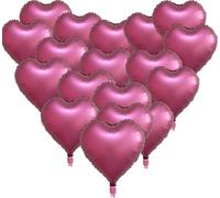 Heart Balloons, 18 Pcs 18 Inch Heart Foil Balloons for Helium Floating, Valentine's Day Party Decorations, Birthday, Wedding, Engagement, Baby Shower, Graduation, Romantic Décor(Mute Purple)