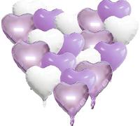 Heart Balloons, 18 Pcs 18 Inch Heart Foil Balloons for Helium Floating, Valentine's Day Party Decorations, Birthday, Wedding, Engagement, Baby Shower, Graduation, Romantic Décor(Purple)