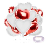 Heart Balloons Pack of 25 Wedding Decoration Helium Balloon Red White Hearts Balloons Valentine's Day Registry Office Engagement Marriage Proposal Decoration Foil Balloon Wedding Birthday Decoration