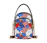Heart Balloons Patriotic America Woman Shoulder Handbag Quilted Chain Strap Cell Phone Handbag Cute Zipper Satchel Crossbody Tote