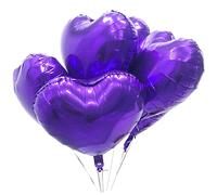 Heart Balloons Purple Heart Love Foil Balloons 18in Valentines Day Wedding Engagement Decorations 6PCS