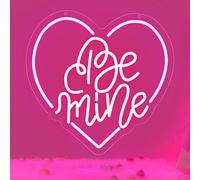 Heart Be Mine Neon Sign, Heart Neon Lights for Wall Decor, LED Dimmable Letter Light Up Signs USB Powered for Bedroom Home Living Room Wedding Birthday Party